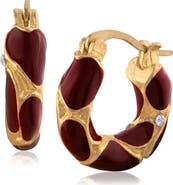 JARDIN Enamel Cheetah Huggie Hoop Earrings