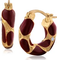 JARDIN Enamel Cheetah Huggie Hoop Earrings