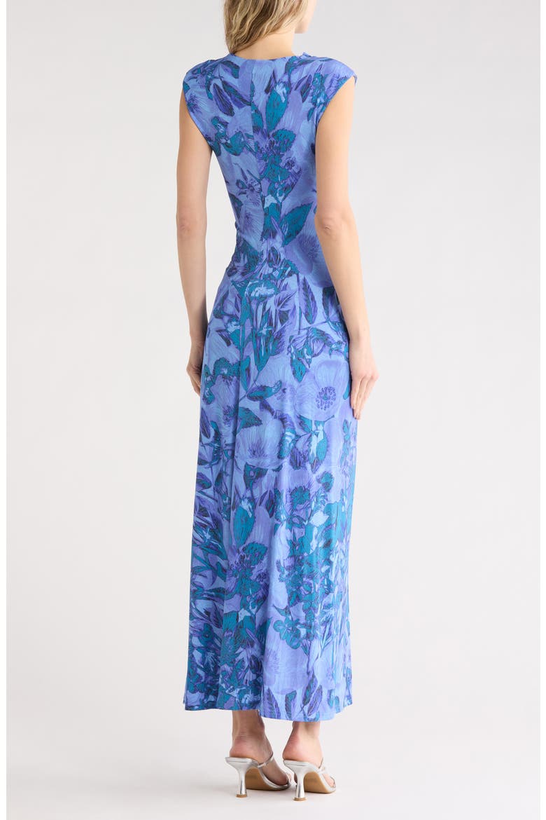 Acacia Ruched Midi Dress, Alternate, color, FRENCH BLUE BOTANICAL