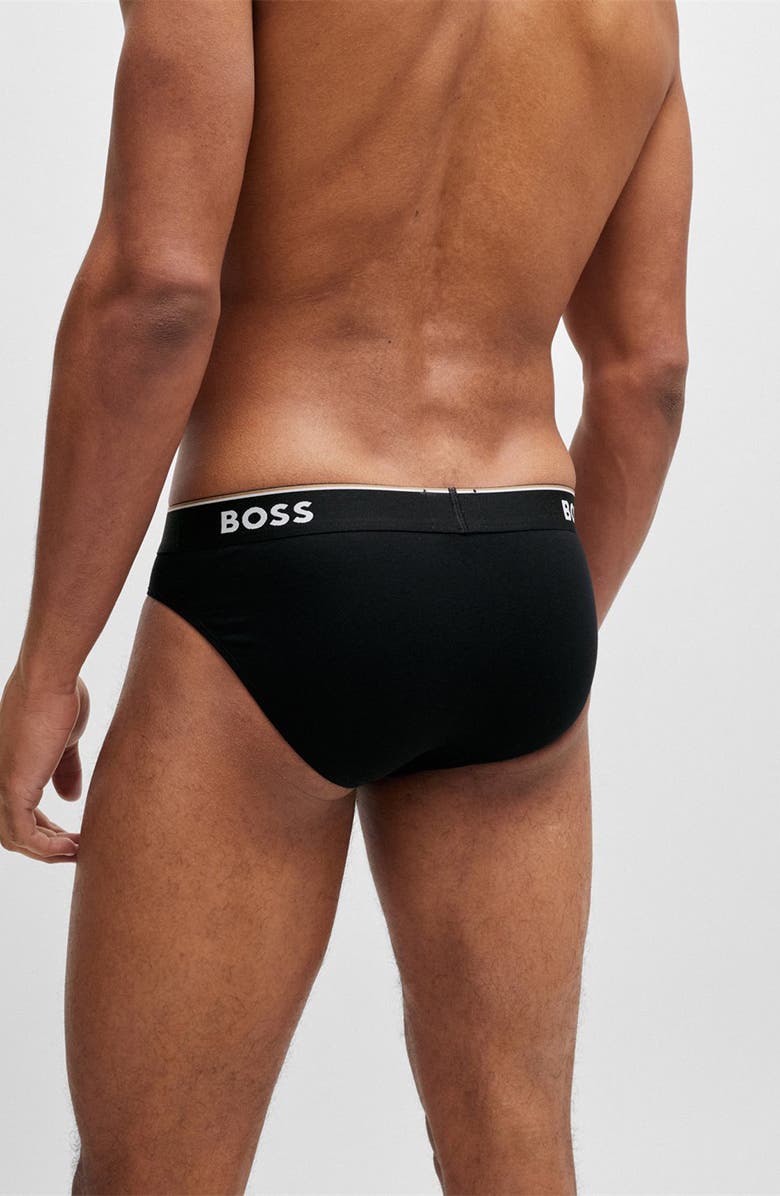 BOSS 3-Pack Power Stretch Cotton Briefs, Alternate, color, Black