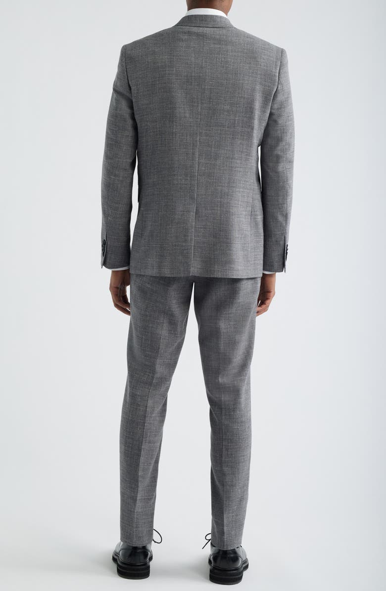 AllSaints Rawdon Slim Fit Grey Mélange Peak Lapel Suit, Alternate, color, Grey