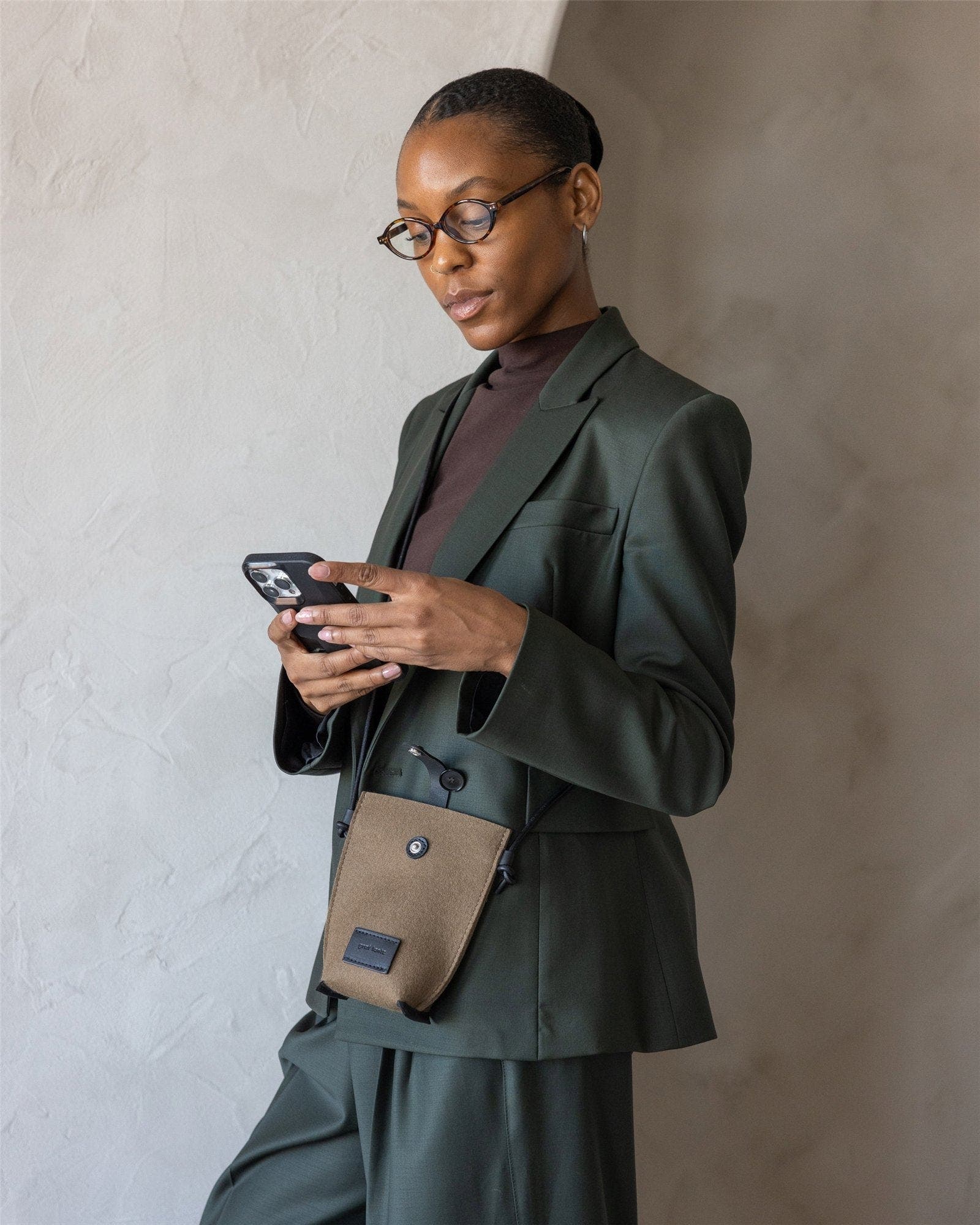 Graf Lantz Hana Merino Wool Phone Crossbody, Alternate, color, Cumin