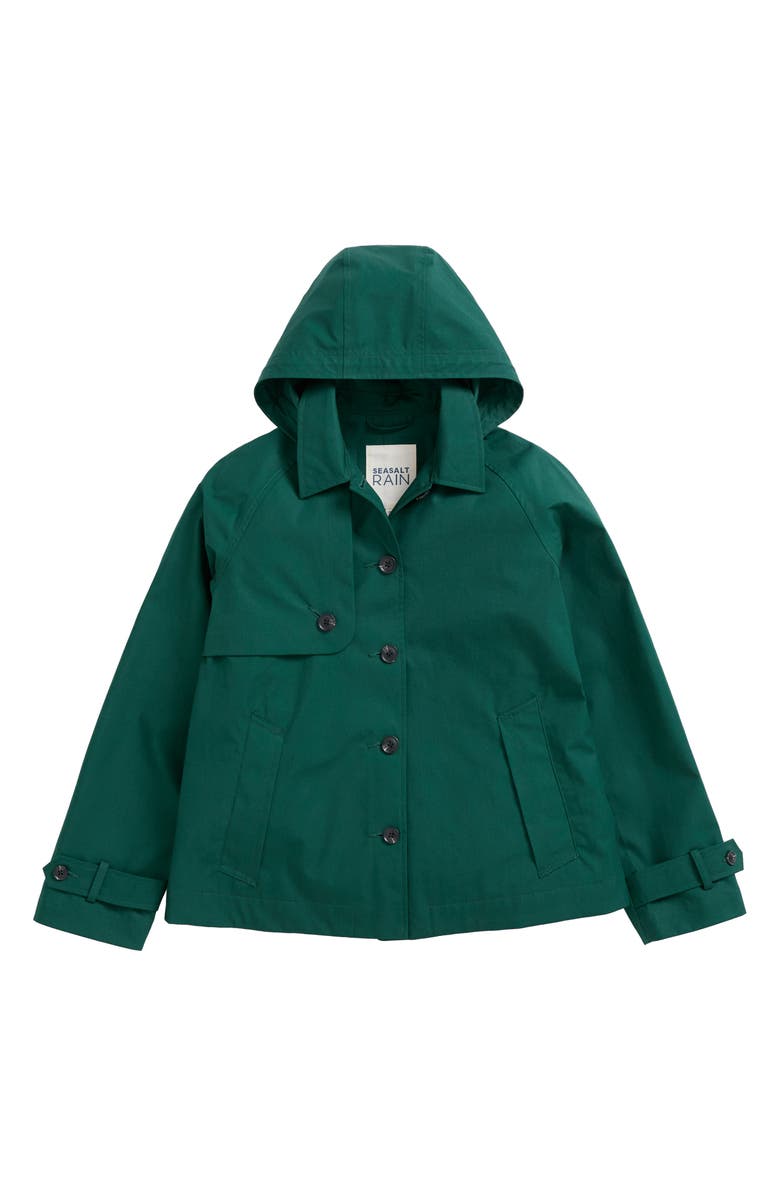 Seasalt Cornwall Neap Tide Waterproof Organic Cotton Jacket with Removable Hood, Alternate, color, Watson Green