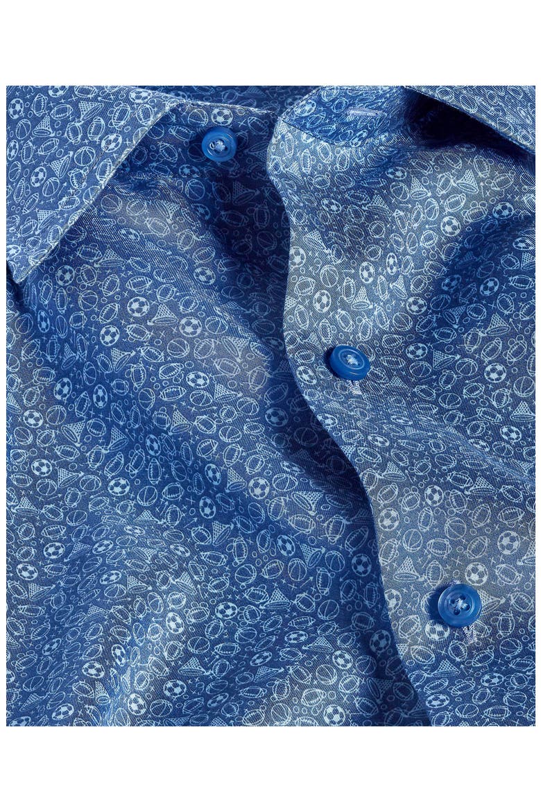 Casual Short Sleeve Button-Up Shirt, Alternate, color, NAVY/ SKY