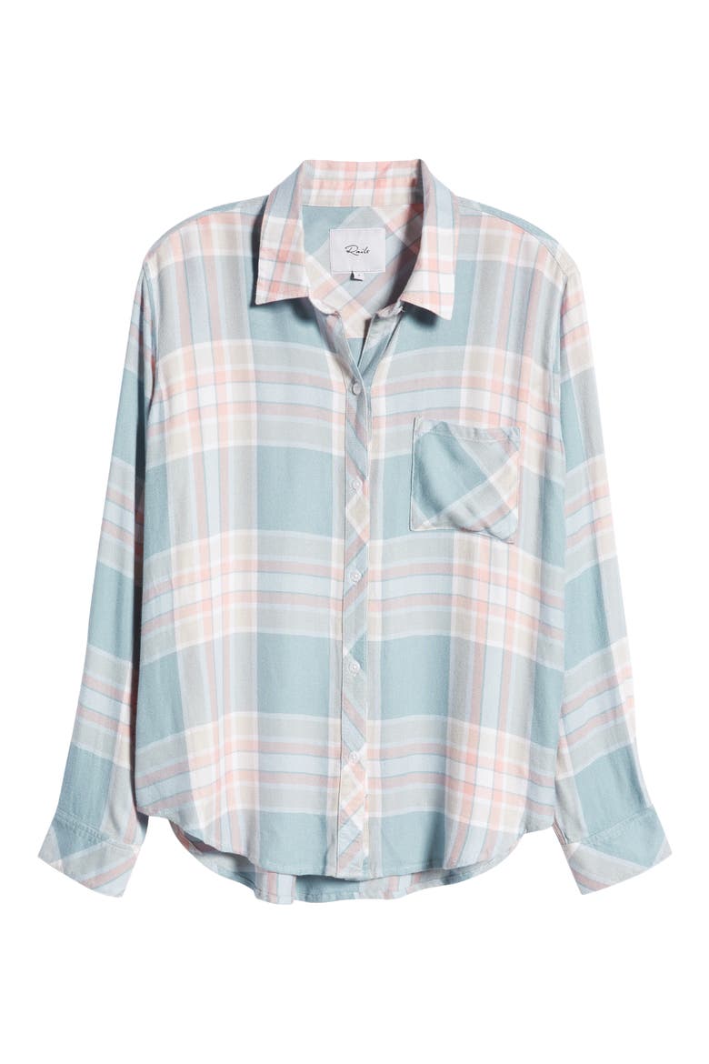 Hunter Plaid Button-Up Shirt, Alternate, color, AGAVE ROSE SAND