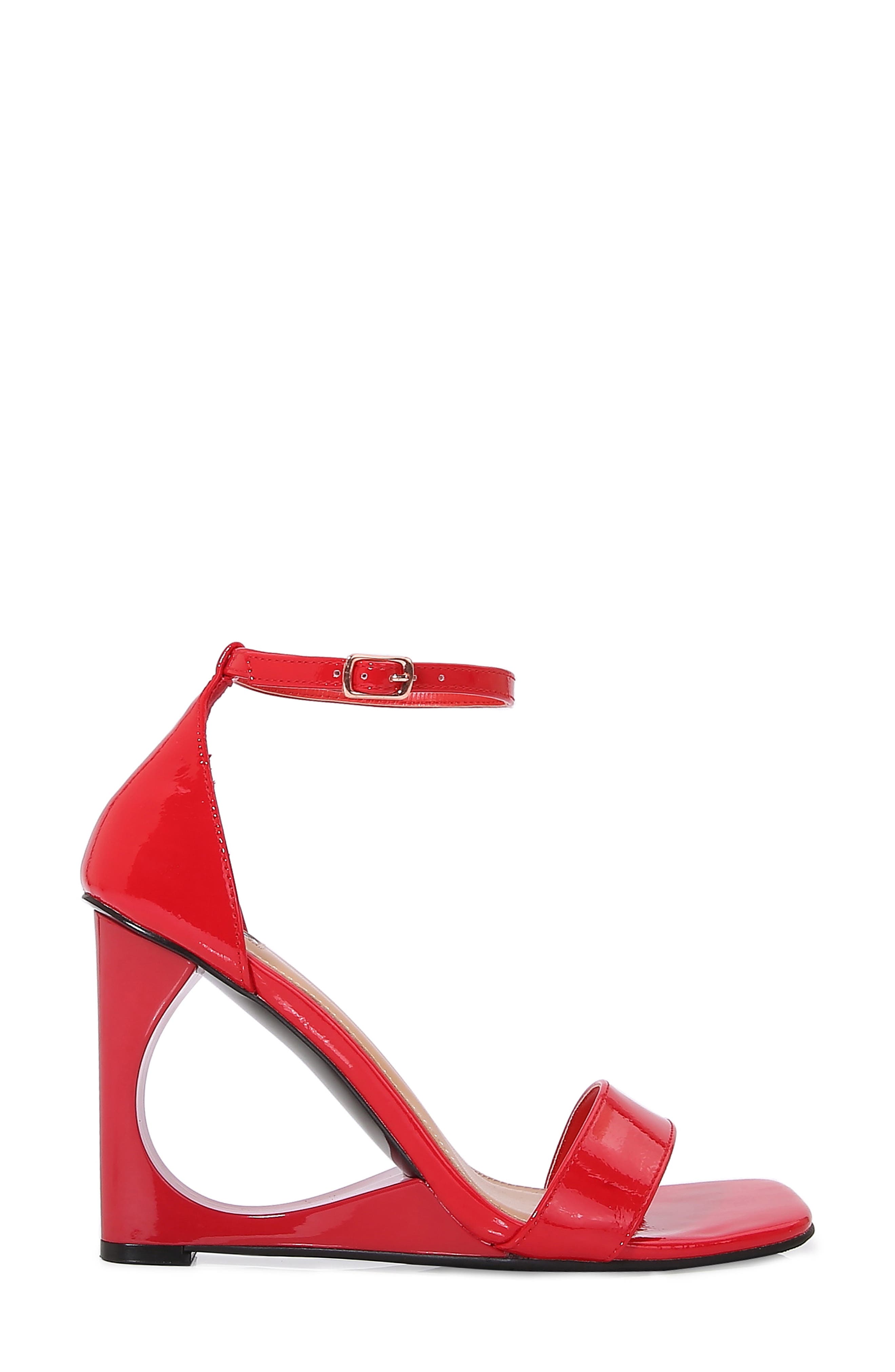 Skynr Cutout Wedge Sandal, Alternate, color, RED