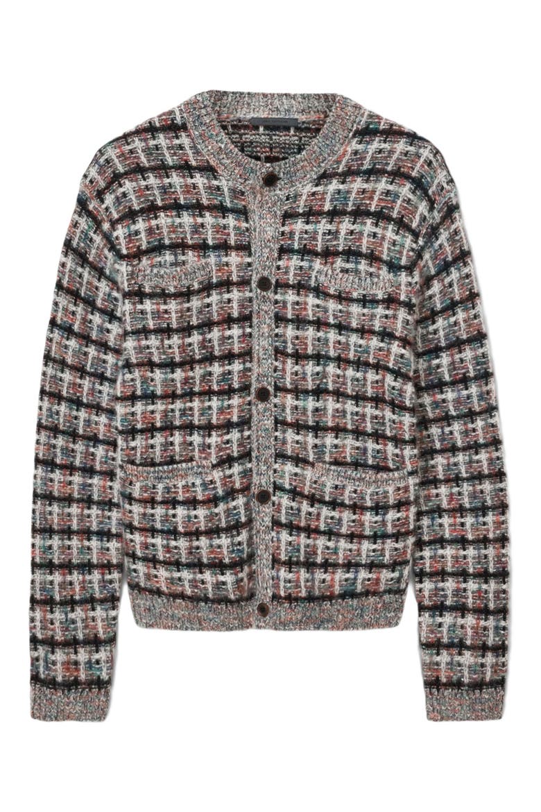 Geometric Pattern Wool & Cashmere Cardigan, Alternate, color, SMOKED PEARL GREY