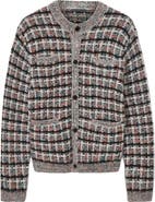 John Varvatos Geometric Pattern Wool & Cashmere Cardigan