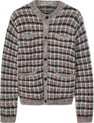 John Varvatos Geometric Pattern Wool & Cashmere Cardigan