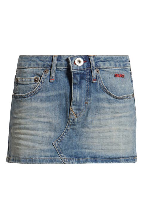 Low Rise Ultra Mini Denim Skirt