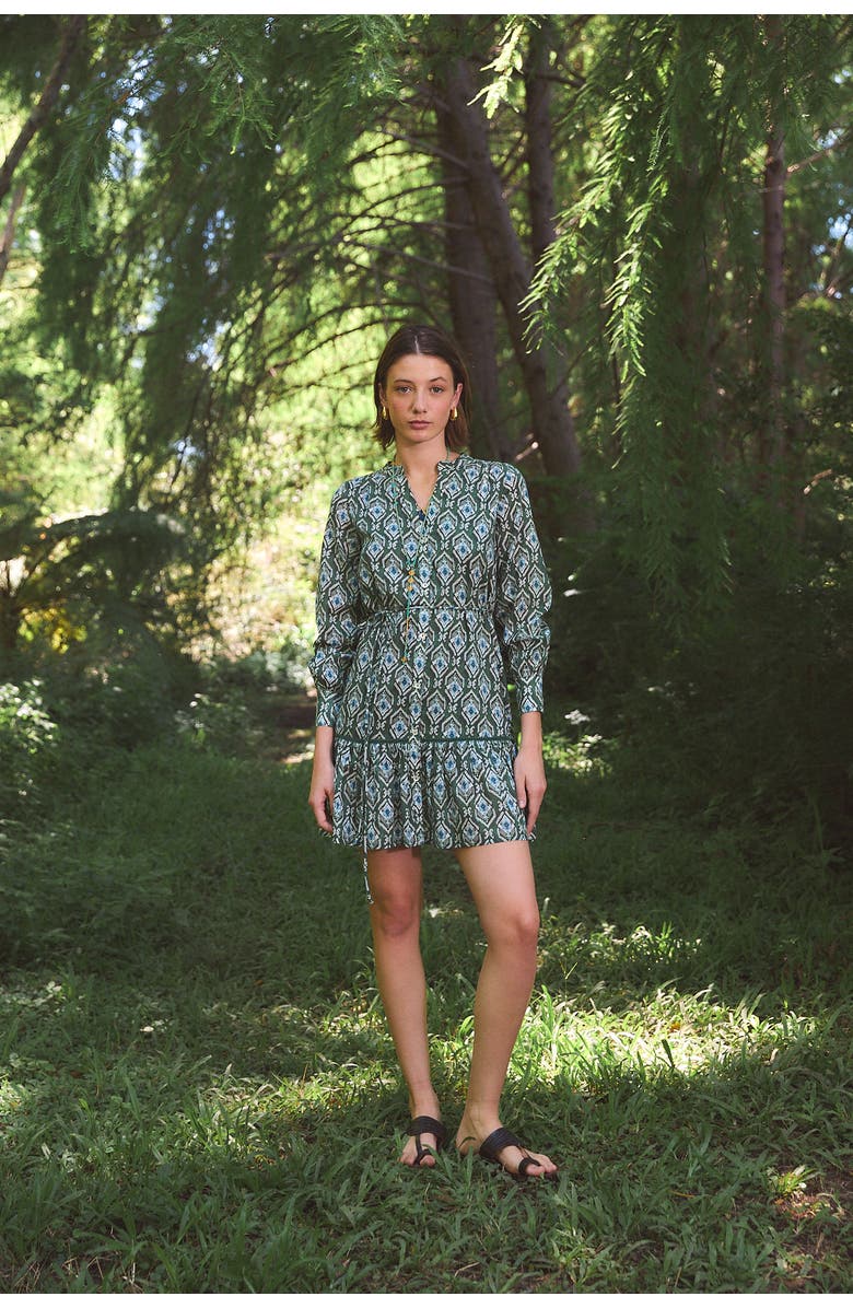 Ro's Garden Ines Short Dress, Alternate, color, Green Indra