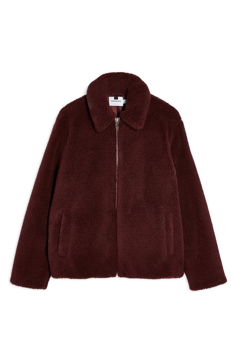 Topman Slim Fit Faux Shearling Teddy Coat, Alternate, color,