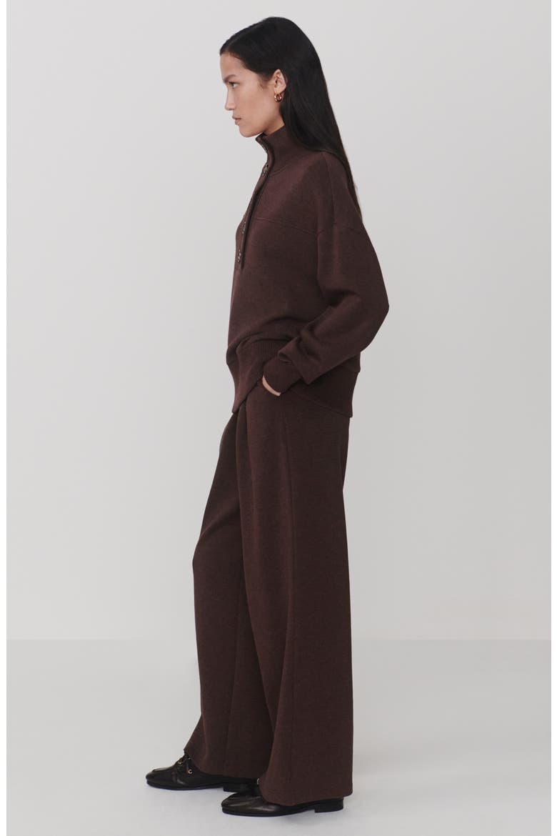 Bronya Button Placket Sweatshirt, Alternate, color, COFFEE BEAN MARL