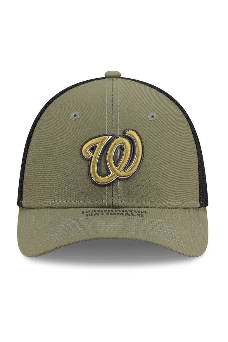 Men's New Era  Olive Washington Nationals 2026 Armed Forces Day 39THIRTY M-Crown Trucker Flex Hat, Alternate, color, Olive