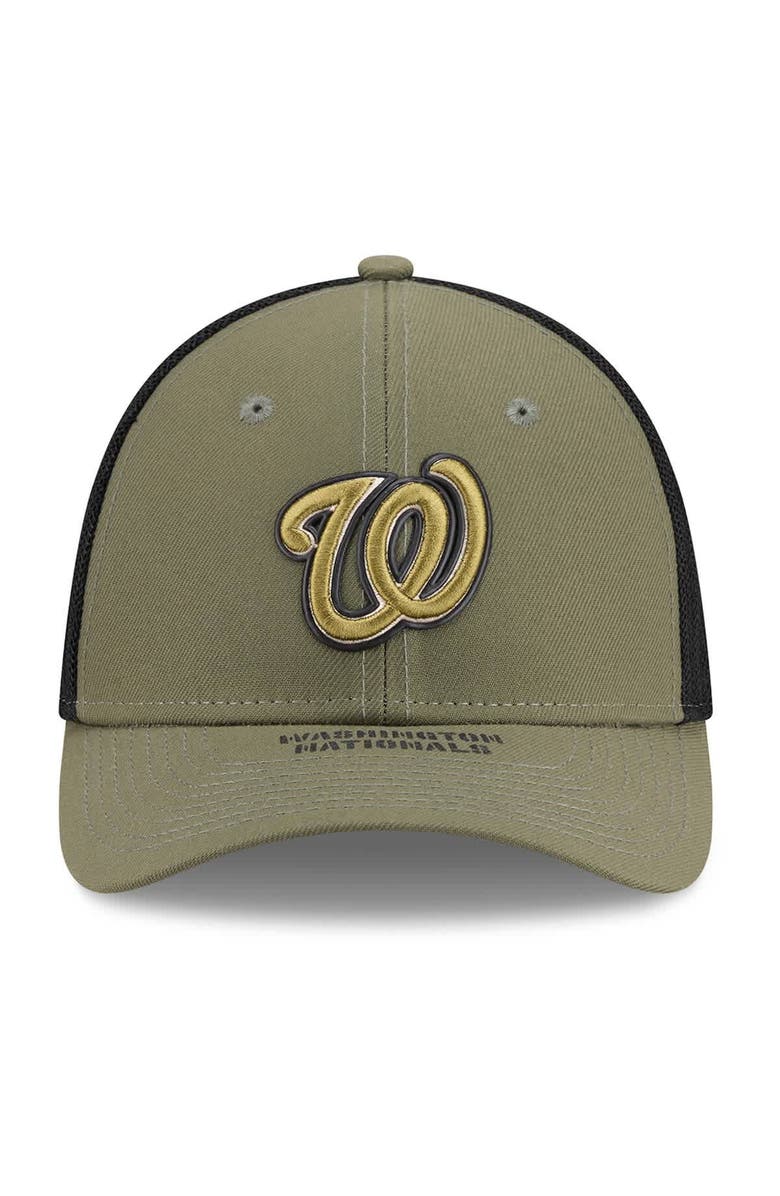 New Era Men's New Era  Olive Washington Nationals 2026 Armed Forces Day 39THIRTY M-Crown Trucker Flex Hat, Alternate, color, Olive