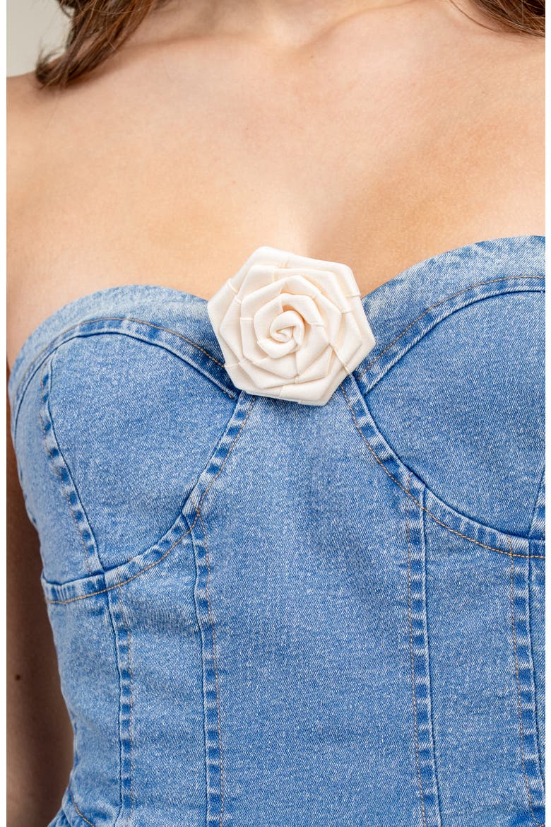 Strapless Denim Minidress, Alternate, color, DENIM