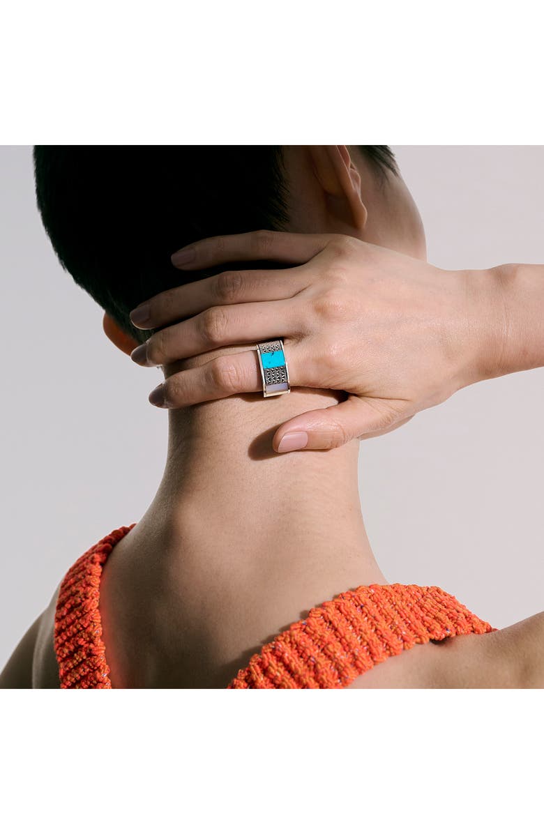 John Hardy Classic Chain Mixed Stone Band Ring, Alternate, color, Blue