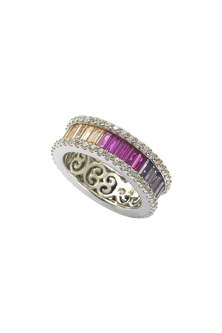Multicolor Cubic Zirconia Eternity Band Ring, Main, color, PINK