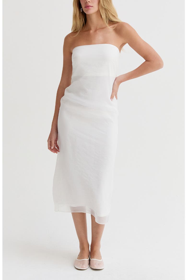 Organza Tube Midi Dress, Main, color, White