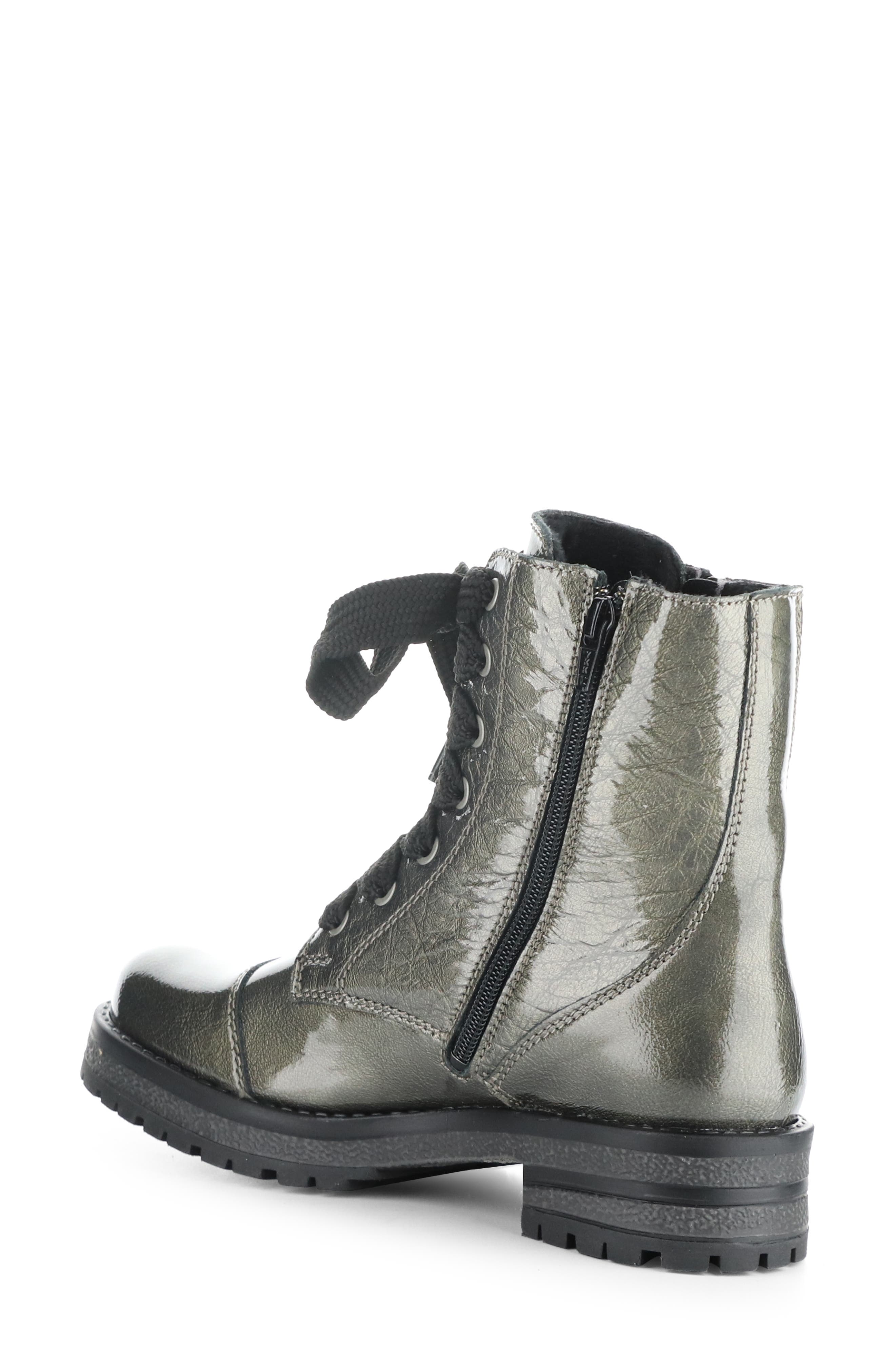 Bos. & Co. Paulie Waterproof Lace-Up Bootie, Alternate, color, Pewter Mascara Patent