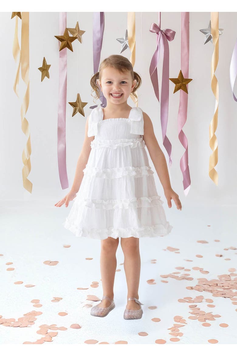 Birds of a Feather Cap Sleeve Dress, Alternate, color, White
