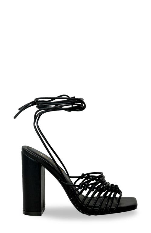 Chase & Chloe Chase And Chloe Lyria Ankle Wrap Sandal In Black Pu