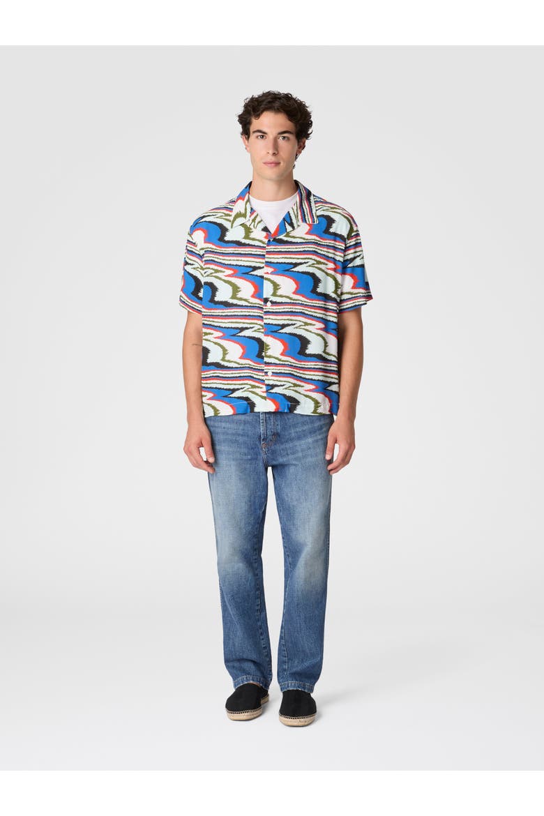 Bowling Shirt In Viscose With Flame Print, Alternate, color, Multicoloured