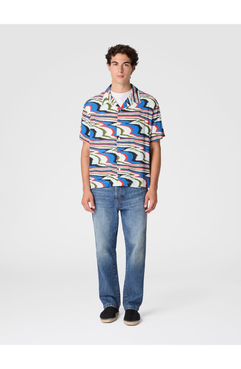 UM Bowling Shirt In Viscose With Flame Print, Alternate, color, Multicoloured