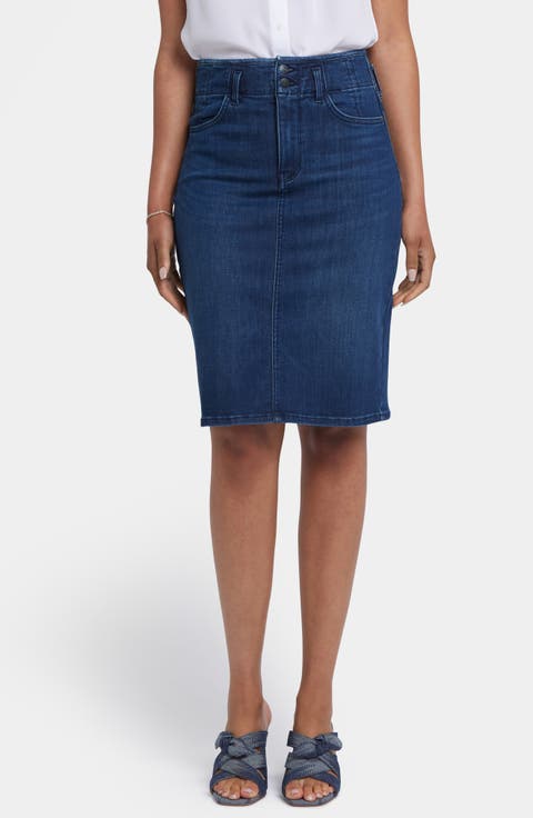Hollywood High Waist Denim Skirt (Petite)
