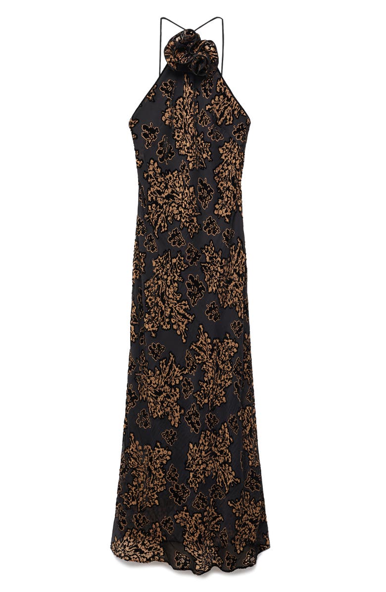 MANGO Jacquard Halter Dress, Main, color, 