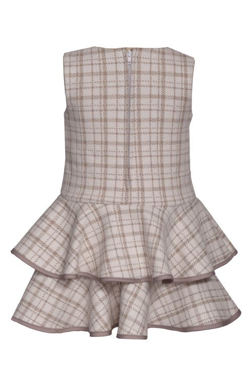 Iris & Ivy Kids' Plaid Tiered Dress & Jacket Set In Brown