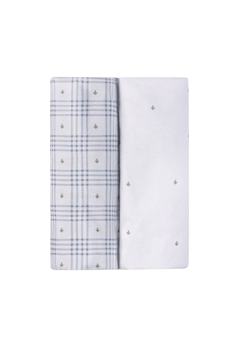 Floral Plaid Collection Waterproof Changing Pad Cover | Cradle Sheet Set 2 Pack, Main, color, Blue