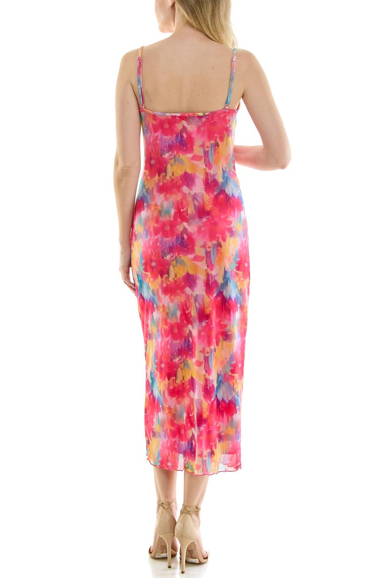 Tropical Mesh Cowl Maxi Dress, Alternate, color, PINK/ PURPLE MULTI