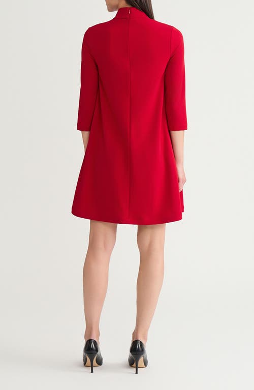 Ming Wang Bow Neck Stretch Deco Crepe Shift Top In Red