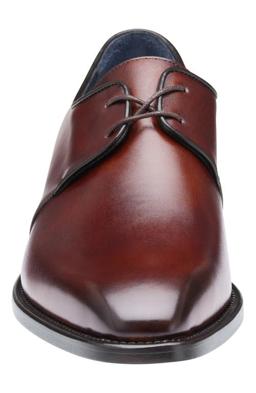 Johnston & Murphy Collection Larson Plain Toe Derby In Mahogany Italian Calfskin