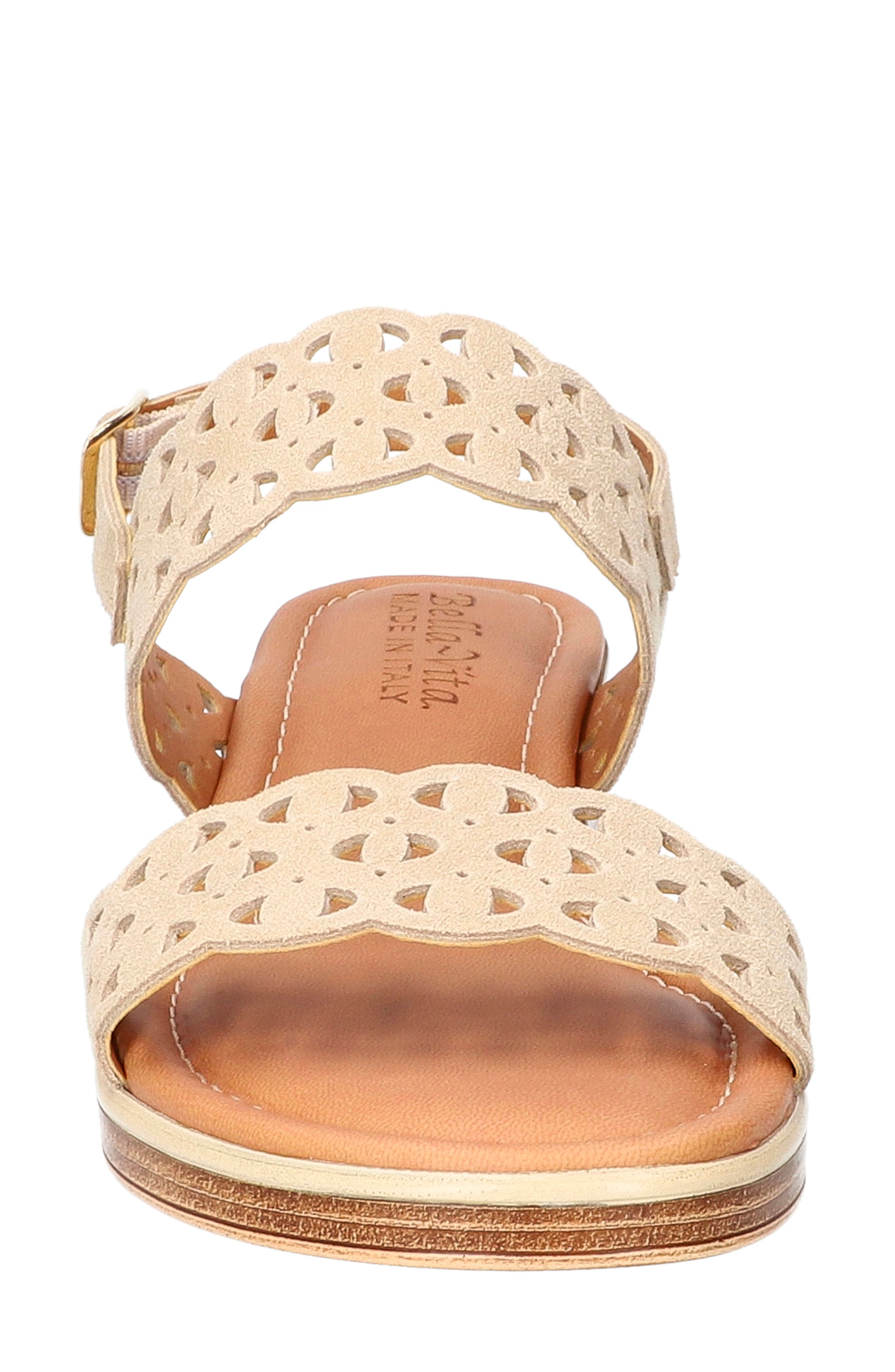 Zoe Italy Perforated Sandal, Alternate, color, STONE SUEDE LEATHER
