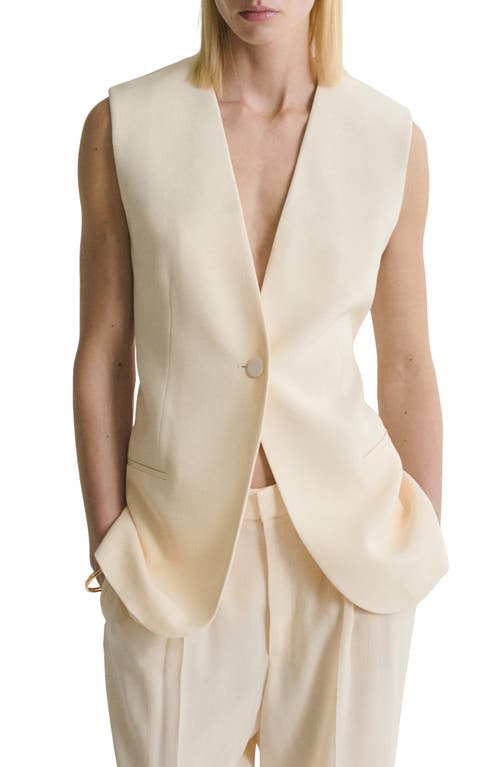 Mango Long Flowy Gilet Vanilla In Neutral