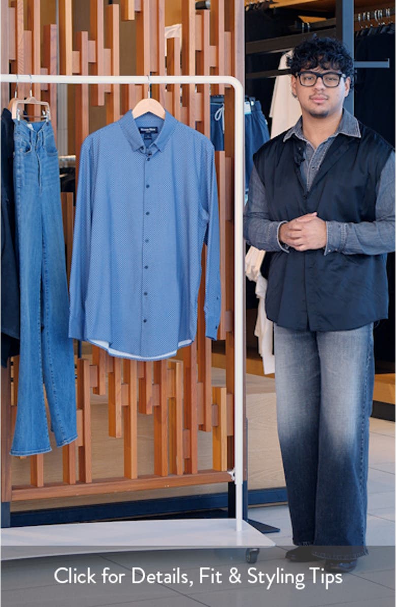 Leeward Trim Fit Diamond Print Performance Button-Up Shirt, sales video thumbnail