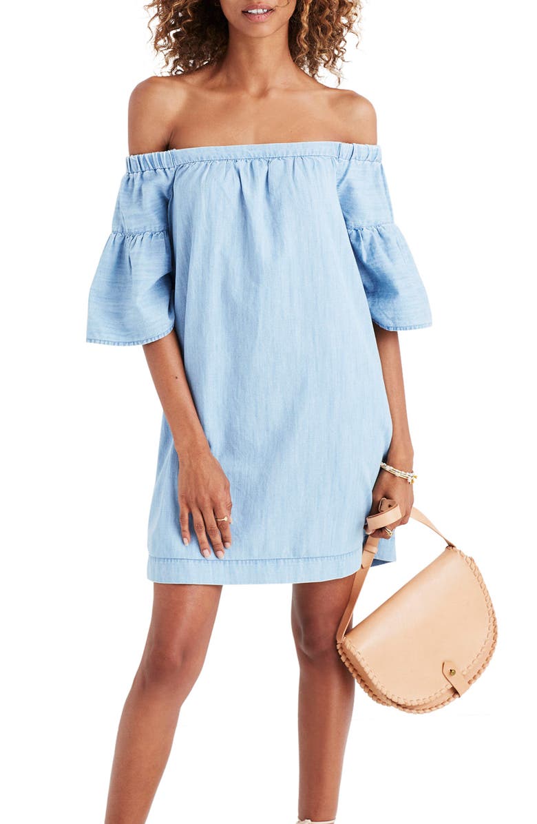 Madewell Azalea Off the Shoulder Shift Dress, Main, color, 