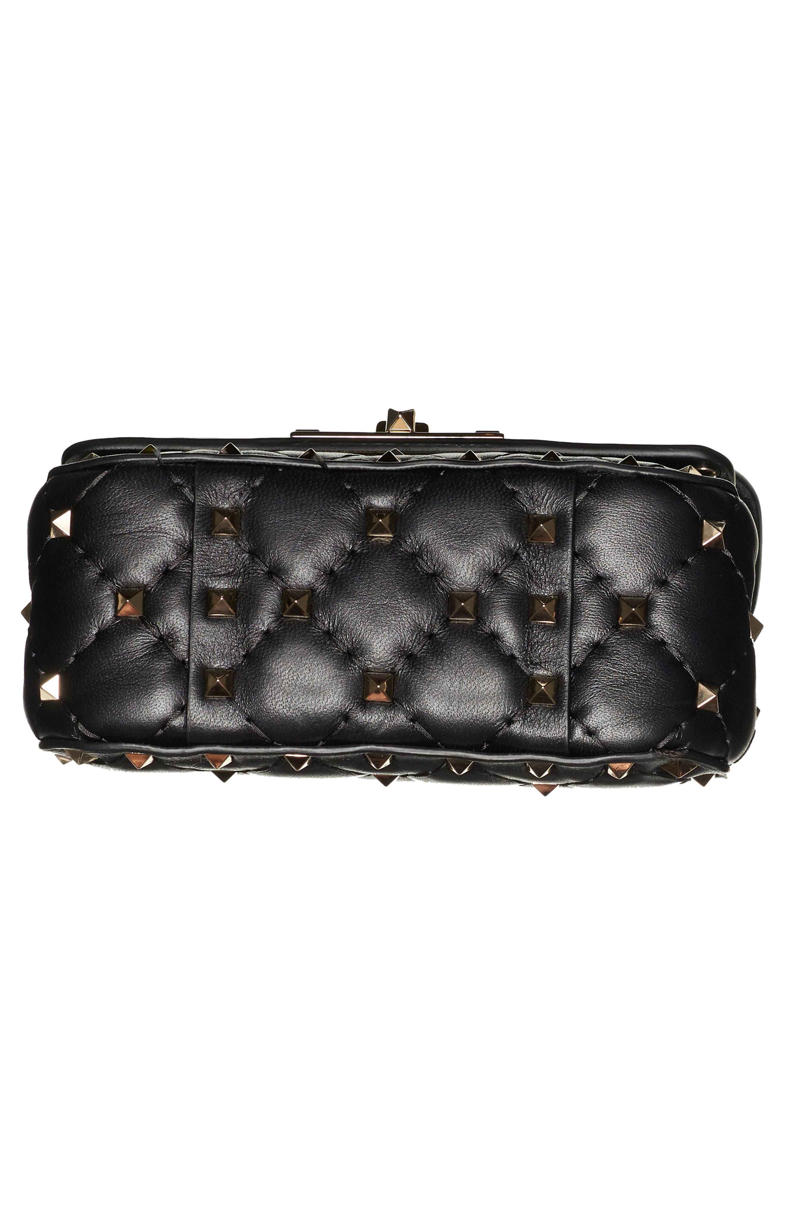 Valentino Garavani Micro Spike It Rockstud Lambskin Leather Top Handle Bag, Alternate, color, 