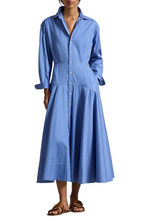 Stripe Cotton Poplin Shirtdress