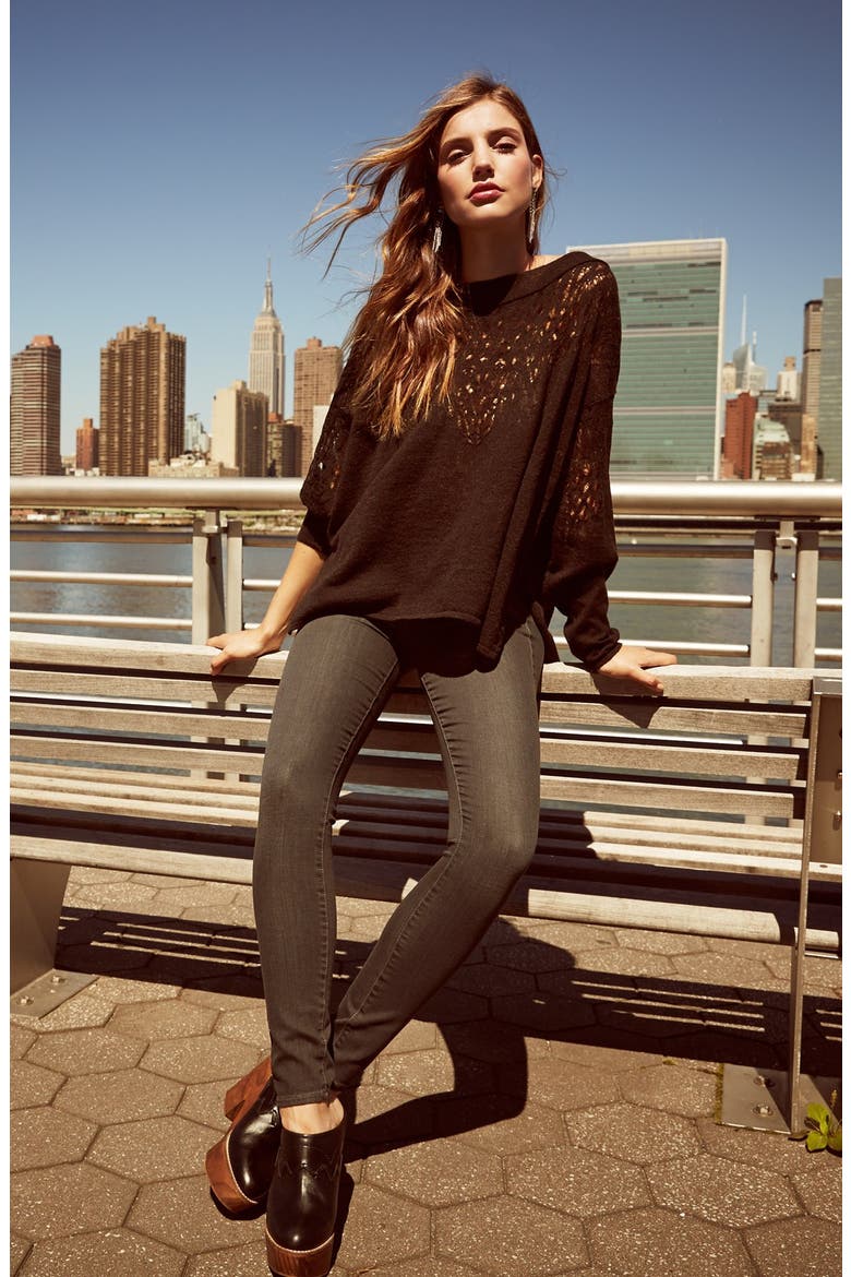 Pointelle Ballet Neck Pullover, Alternate, color, BLACK