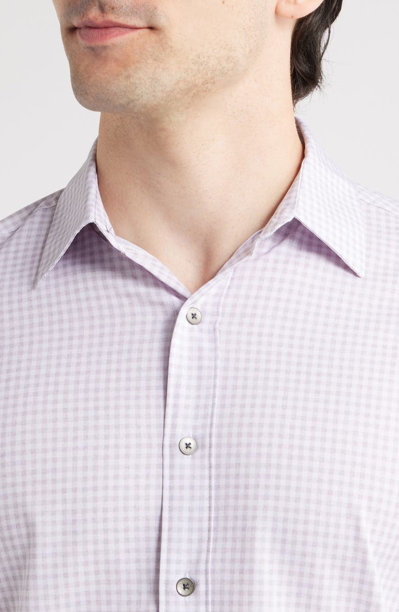 W.R.K Trim Fit Gingham Check Performance Button-Up Shirt, Alternate, color, Grey/ White