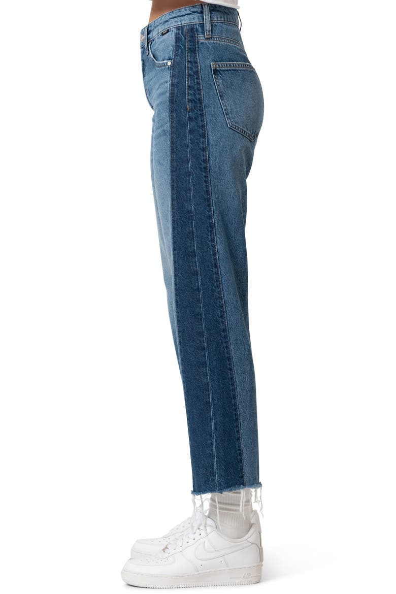 Savannah High Waist Raw Hem Crop Relaxed Straight Leg Jeans, Alternate, color, MIX BLUE