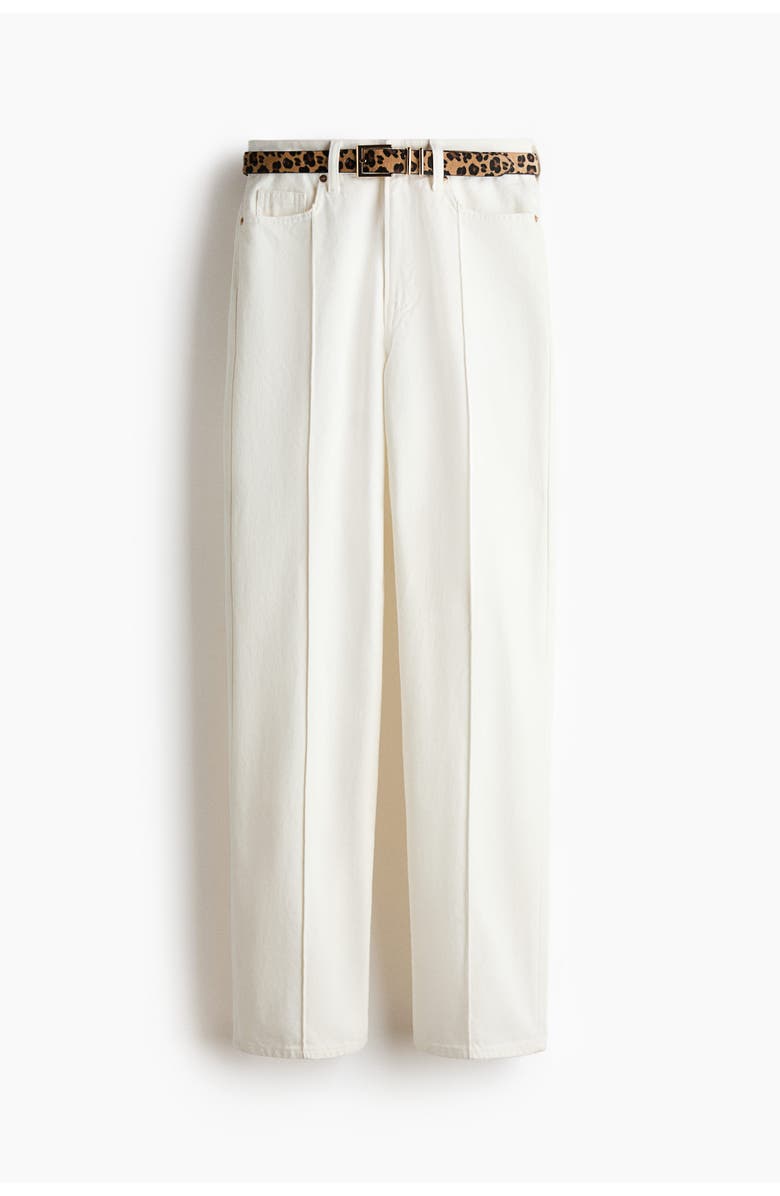 H&M Belted Straight High Jeans, Main, color, White