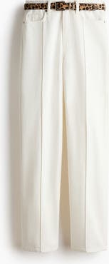 H&M Belted Straight High Jeans