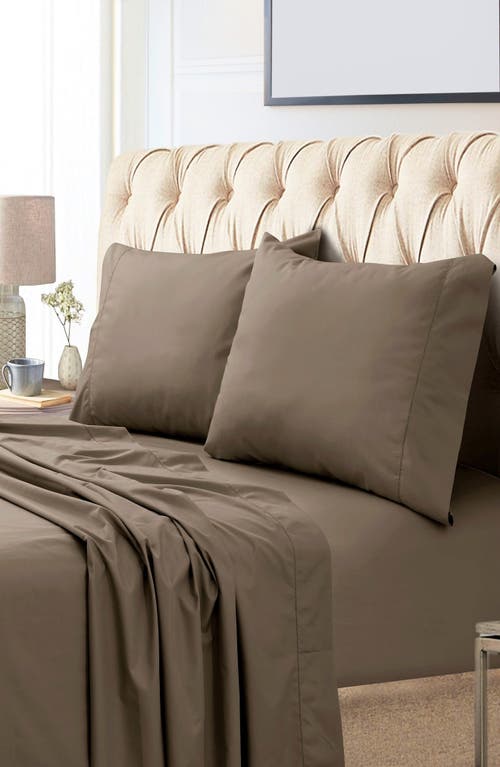 Azores Home 800 Thread Count Cotton Percale Sheet Set In Brown