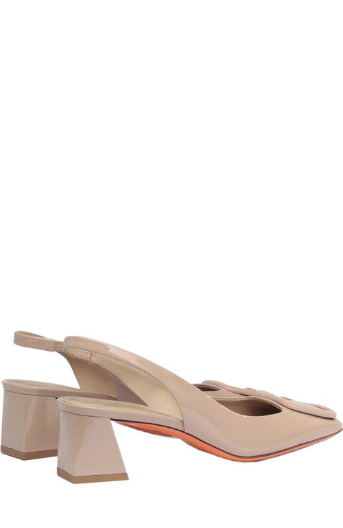 Santoni Womens Pink Patent Leather Mid-heel Slingback In Pink