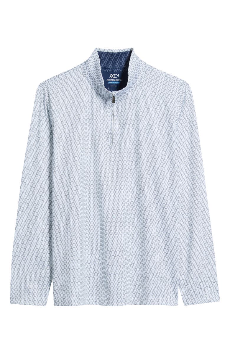 Johnston & Murphy XC+<sup>™</sup> Performance Game Day Goal Post Print Button-Up Shirt, Main, color, Navy