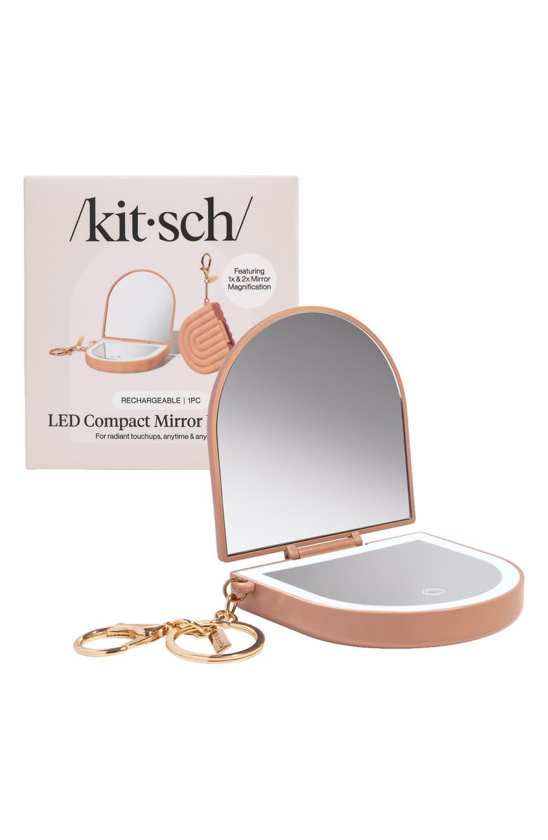Kitsch Compact Mirror Keychain, Main, color, Terracotta